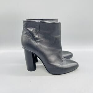 Maiyet Boots Womens 6 Black Leather Ankle Pull On Block Heel Booties Shoes